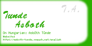 tunde asboth business card